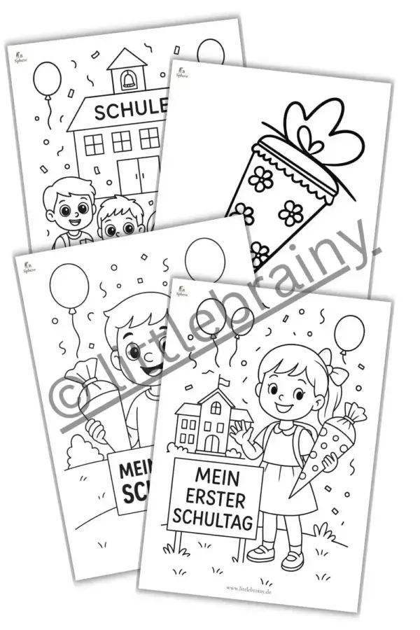 Produktbild von 4 Ausmalvorlagen von 9 aus dem kostenlosen Produkt - meine Einschulung ausmalbilder
