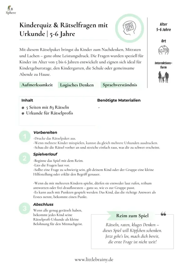 Kinderquiz & Rätselfragen mit Urkunde | 5-6 Jahre – Bild 2