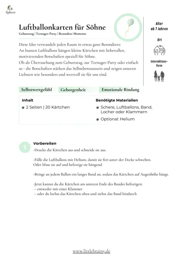 Eine Anleitung für die Vorlage Luftballonkarten für Söhne