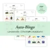 Autobingo Produkt Vorschaubild. 3 PDF mit bunten Bildern die man während der Autofahrt auf der Straße sieht