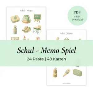 Produktvorschau Bild der Memo Karten für das Spiel Schulmemo