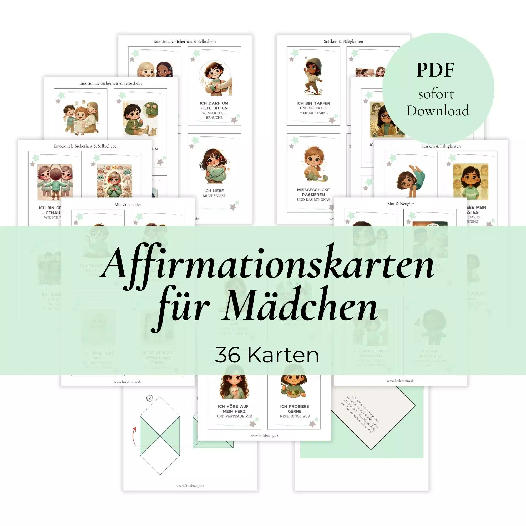 Produktvorschau Bild aller Affirmationskarten Vorlagen. Startbild des Produkts
