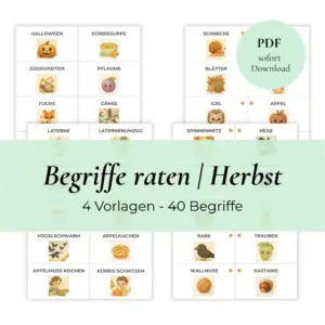 Artikelbild Vorschau aller im Paket enthaltenen PDF Vorlagen zum Ausdrucken für das Spiel Begriffe raten - Herbst