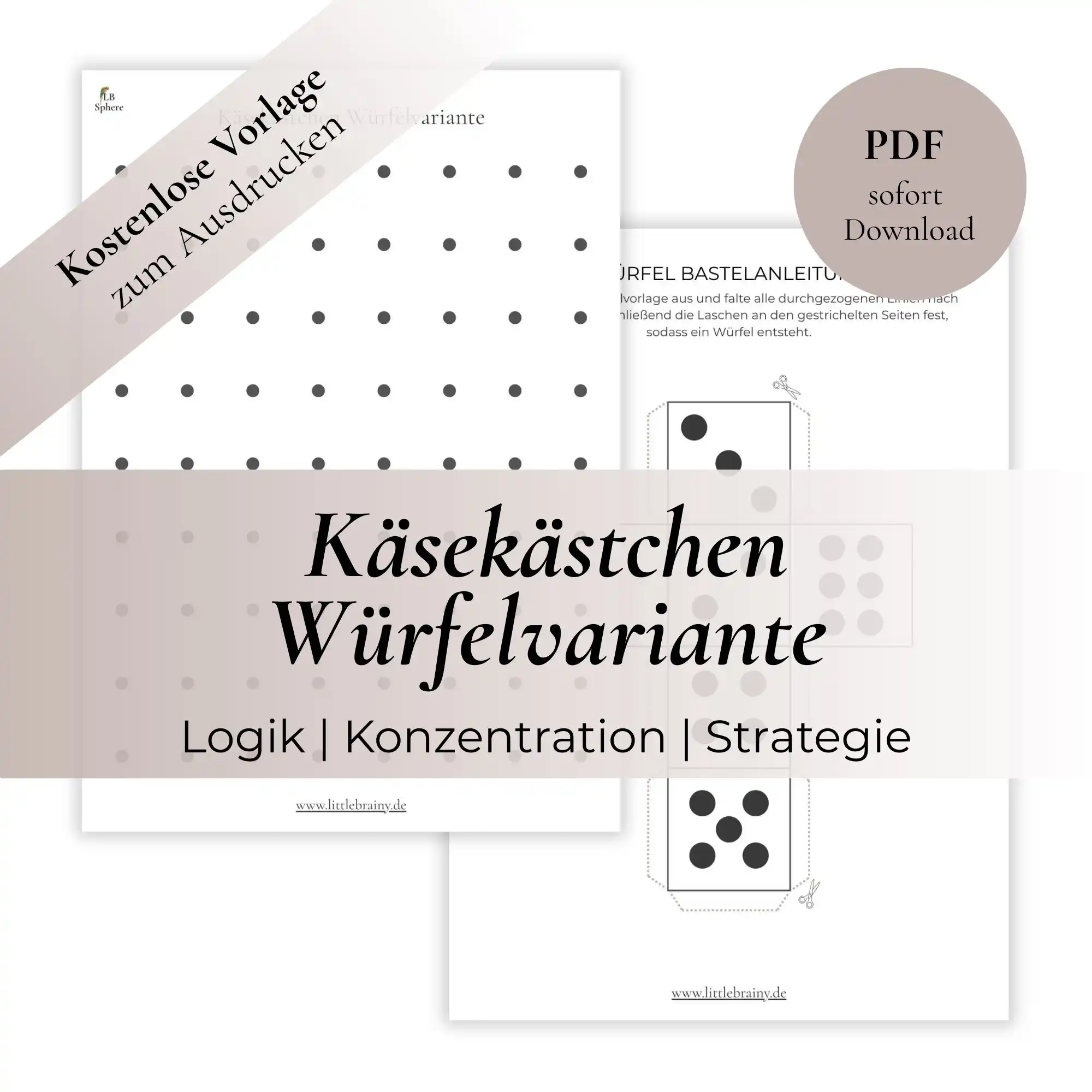 Titelbild für das kostenlose Spiel, Käsekästchen Würfelvariante