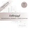 4 Produktbilder der PDF Vorlage aus dem kostenlosen Spiel Zahlenjagd