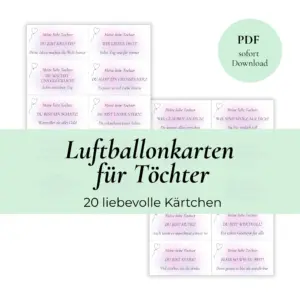 Luftballonkarten für Töchter. 20 liebevolle Kärtchen