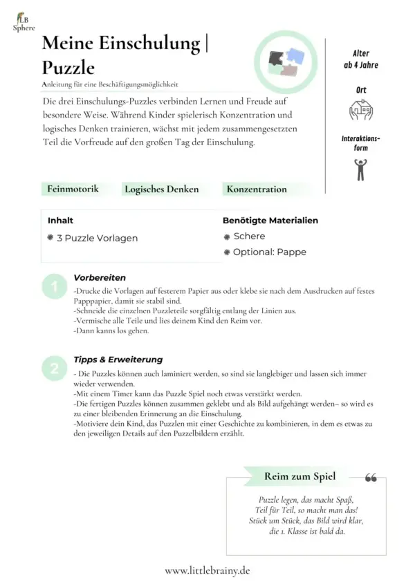 Anleitung meine Einschulung