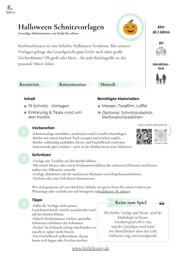 Anleitung zum Produkt Halloween Kürbisse schnitzen Vorlagen