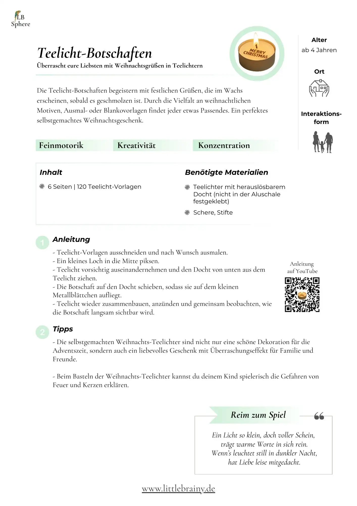 Teelicht-Botschaften Anleitung und Reim