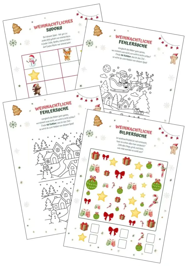 produktuebersicht-weihnachtsraetsel- Weihnachtsbilder Fehlersuche, Weihnachts Sudoku, Bildersuche