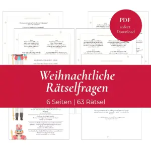 Vorschaubild mit rotem Banner und Beschriftung zum Produkt weihnachtliche Rätselfragen