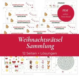 Thumbnail Weihnachtsrätsel Sammlung. Übersicht aller Produkte mit rotem Banner und Aufschrift