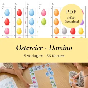 Ostereier Domino für Kinder. Bunte Ostereier Vorlagen