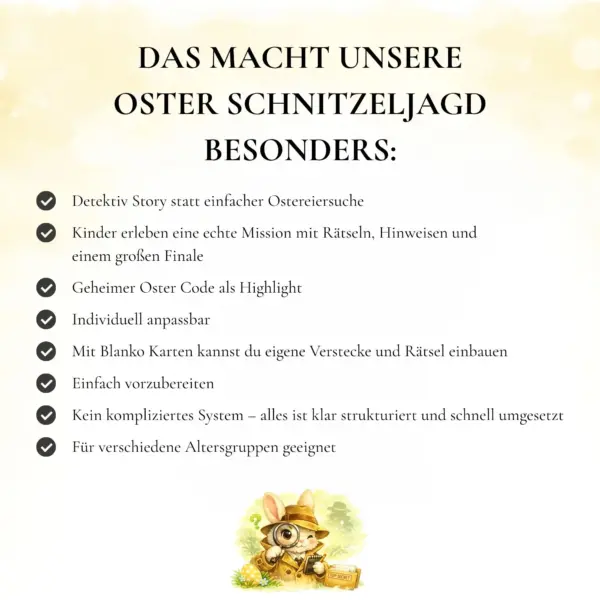 Aufzählung der Besonderheiten der Oster Schnitzeljagt