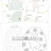 Produktübersicht mit 4 Osterrätseln (Oster Labyrinth, Kreutzworträtsel, Osterei Prikelbild, Osterei Ausmalbild), Bildersuche, Ostereiersuche, Wörtersuche) aus dem PRodukt Osterrätsel Sammlung