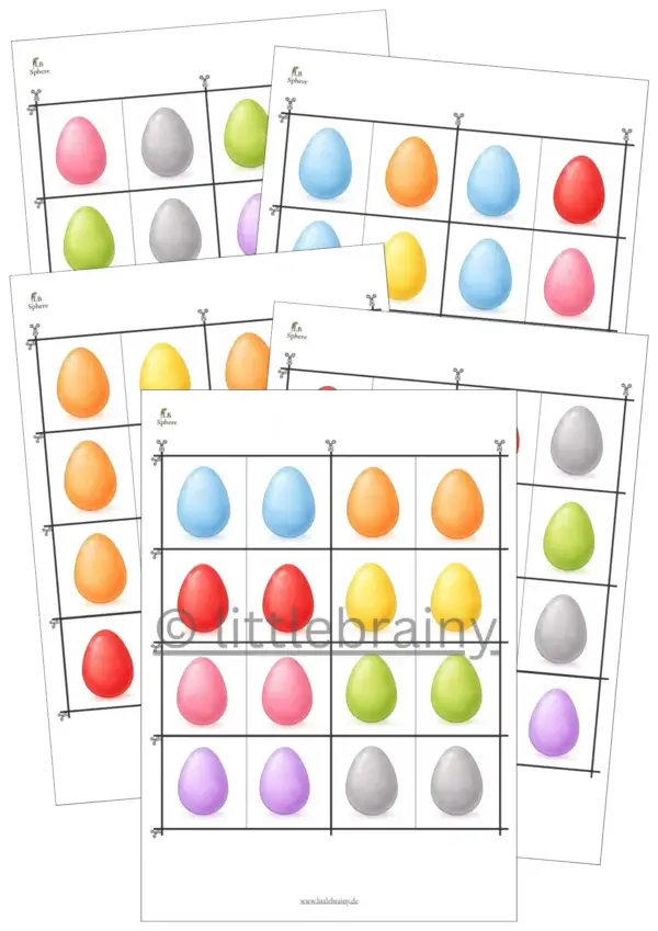5 Seiten Ostereier Domino Übersicht
